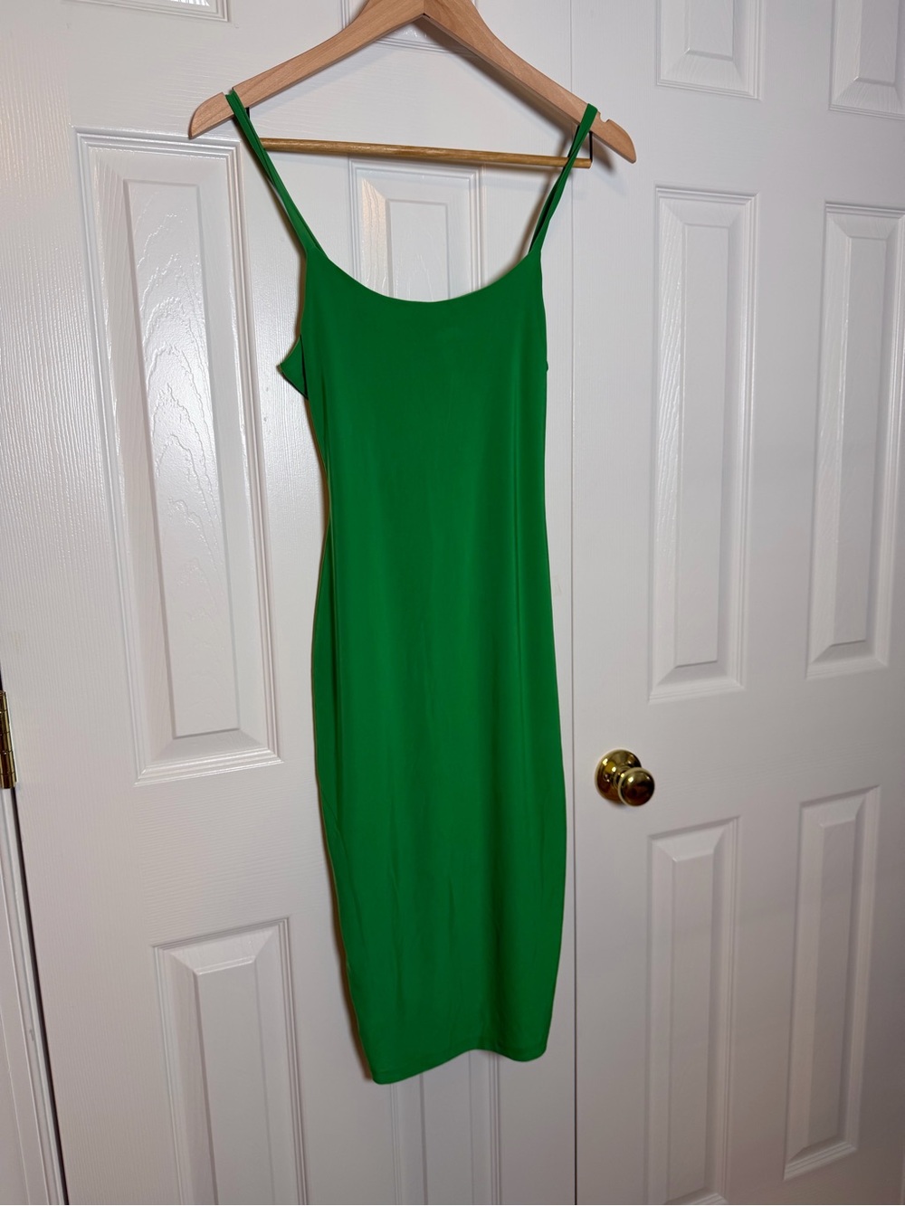 Green Slip Midi Dress - Classic Spaghetti Strap